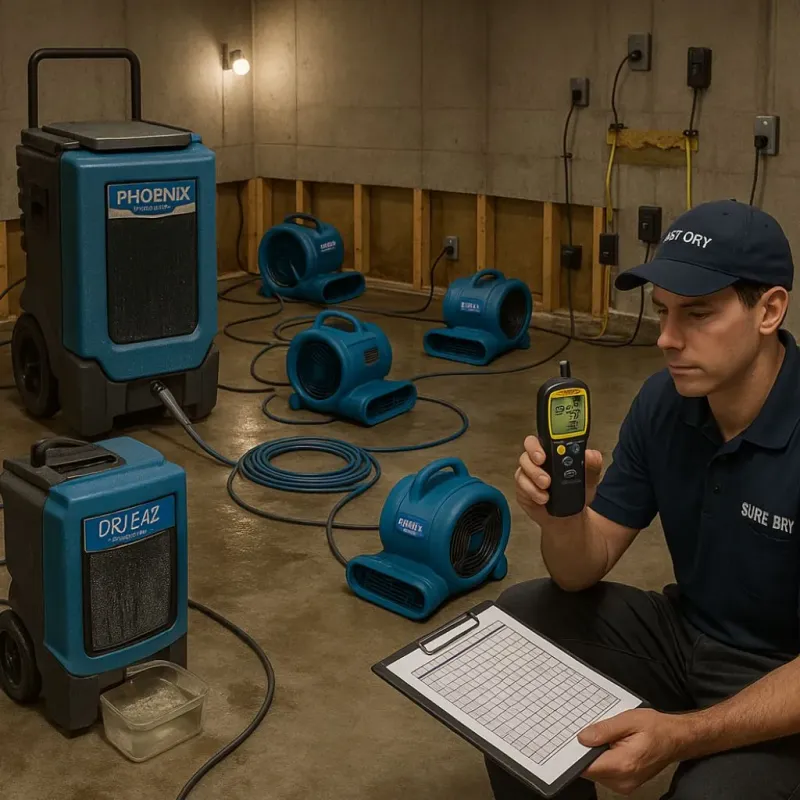 Structural Drying and Dehumidification process in Sugar Creek, MO